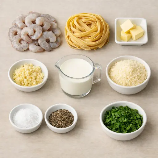 Ingredients for Classic Shrimp Alfredo