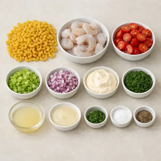 Ingredients for Classic Shrimp Pasta Salad