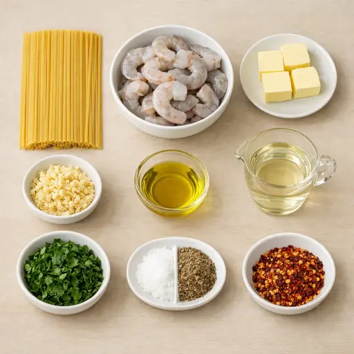 Ingredients for Classic Shrimp Scampi Pasta