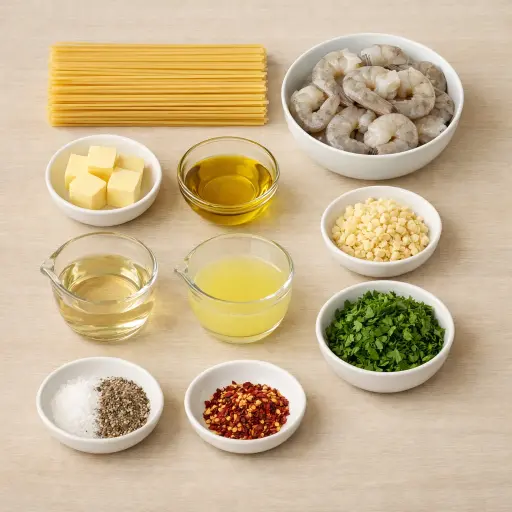 Ingredients for Classic Shrimp Scampi with Linguine