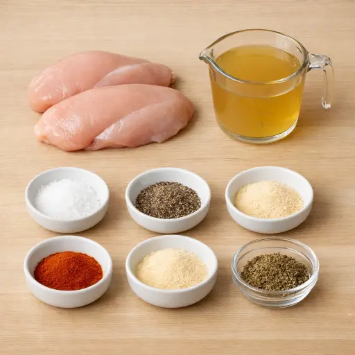 Ingredients for Classic Slow Cooker Shredded Chicken