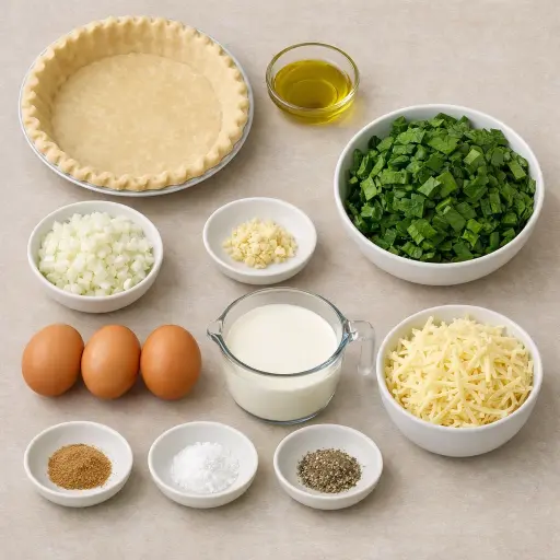 Ingredients for Classic Spinach Quiche