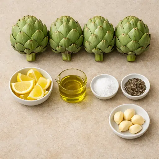 Ingredients for Classic Steamed Artichokes