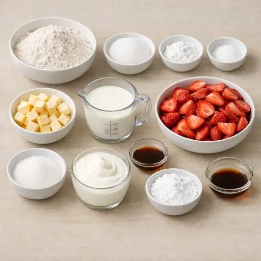 Ingredients for Classic Strawberry Shortcake