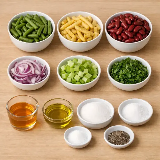 Ingredients for Classic Three Bean Salad