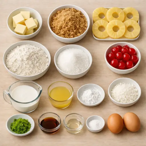 Ingredients for Classic Tropical Twist Pineapple Upside-Down Cake