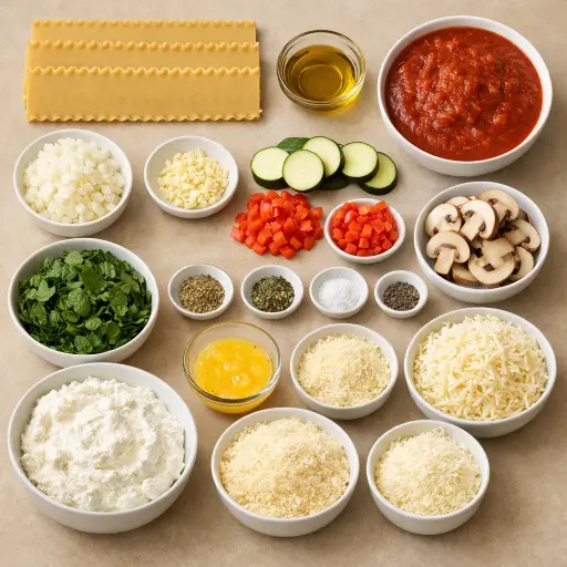 Ingredients for Classic Vegetable Lasagna