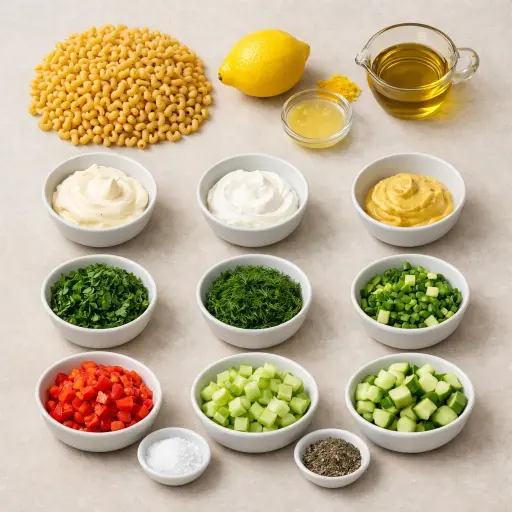 Ingredients for Classic Zesty Lemon Herb Macaroni Salad