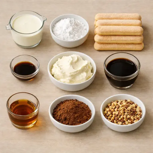 Ingredients for Cocoa Hazelnut Tiramisu