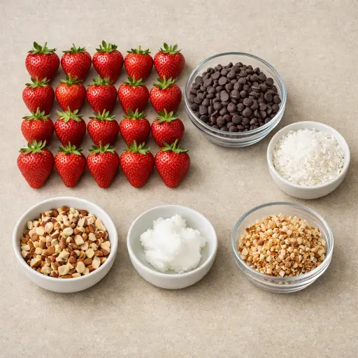 Ingredients for Coconut Almond Chocolate Strawberries