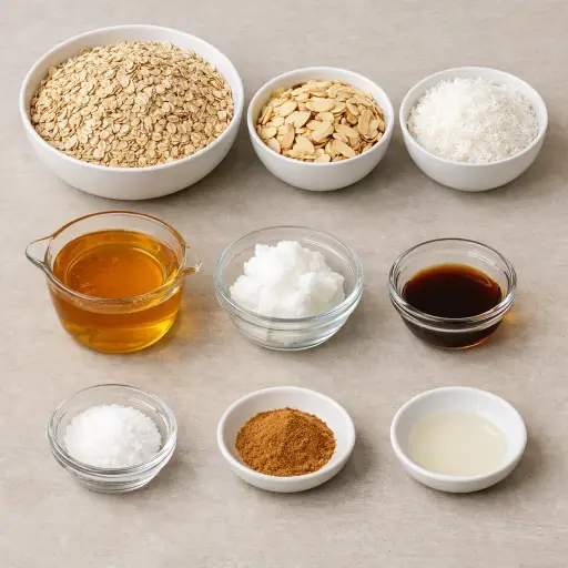 Ingredients for Coconut Almond Crunch Granola