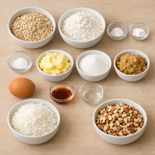 Ingredients for Coconut-Almond Oatmeal Cookies