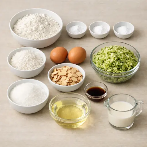 Ingredients for Coconut Almond Zucchini Bread
