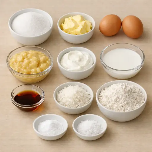Ingredients for Coconut Banana Bread