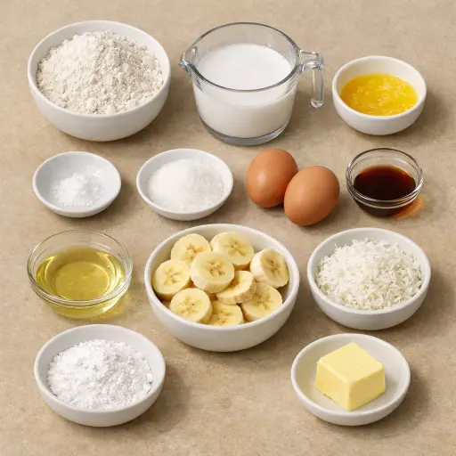 Ingredients for Coconut Banana Crepes