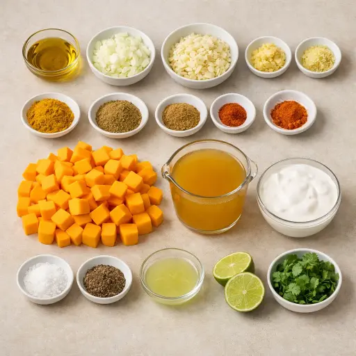 Ingredients for Coconut Curry Butternut Squash Soup