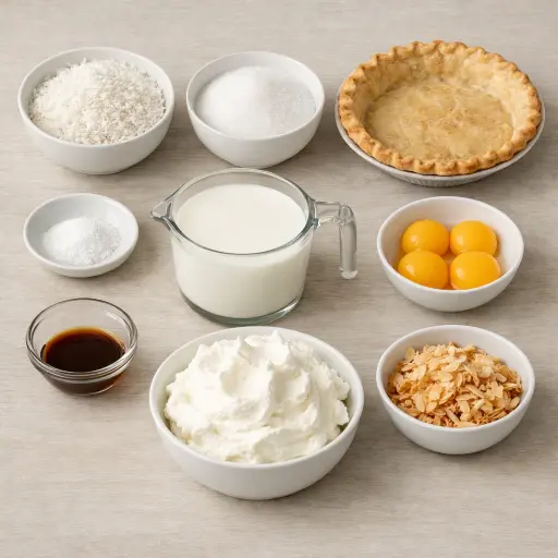 Ingredients for Coconut Delight Cream Pie