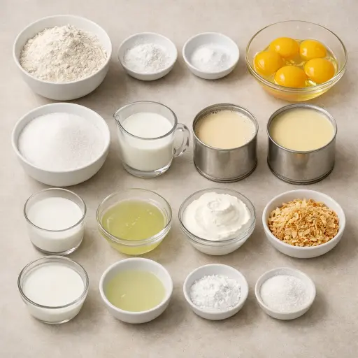Ingredients for Coconut Lime Tres Leches Cake
