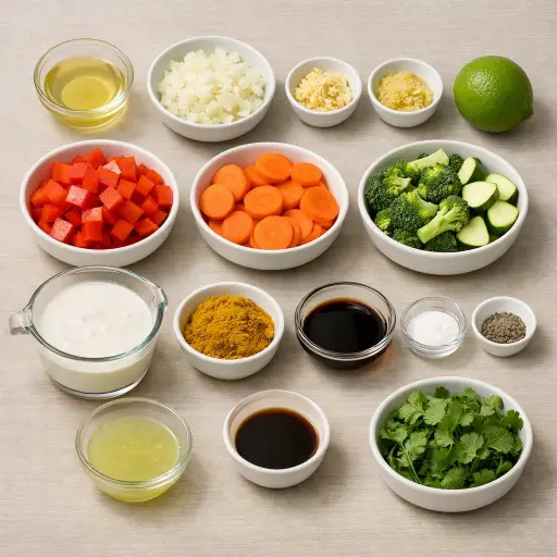 Ingredients for Coconut Milk Curry with Vegetables
