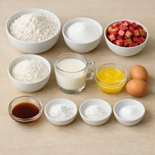Ingredients for Coconut Rhubarb Muffins