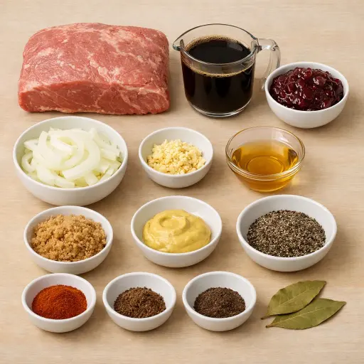 Ingredients for Coffee-Cherry Braised Corned Beef Brisket