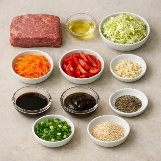 Ingredients for Corned Beef and Cabbage Stir-Fry