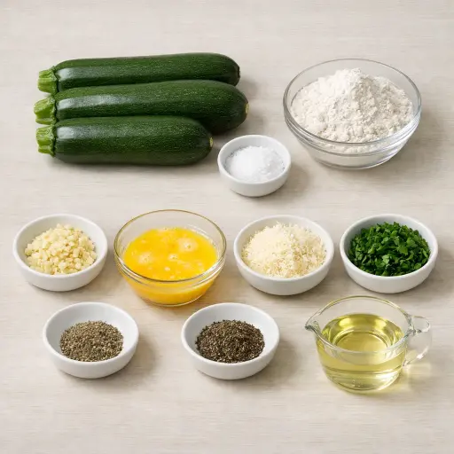 Ingredients for Country Style Zucchini Fritters