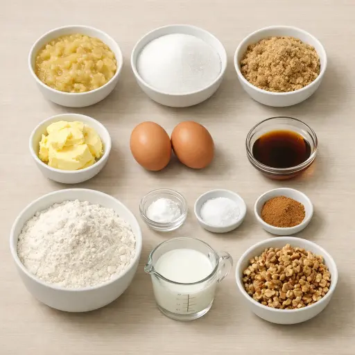 Ingredients for Cozy Autumn Walnut Banana Bread