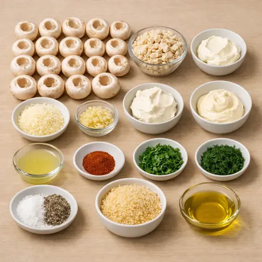 Ingredients for Crab & Herb Stuffed Mushrooms