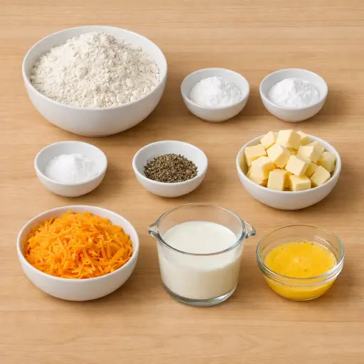 Ingredients for Cracked Pepper Cheddar Biscuits