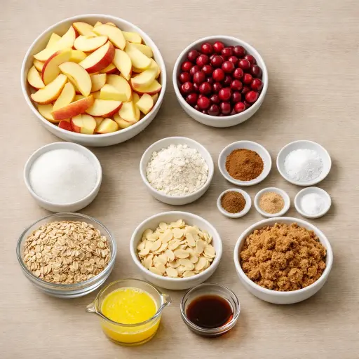 Ingredients for Cranberry Almond Apple Crisp