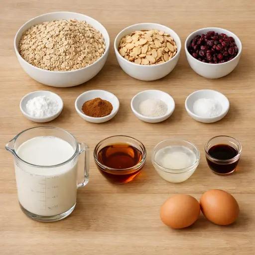 Ingredients for Cranberry Almond Baked Oatmeal