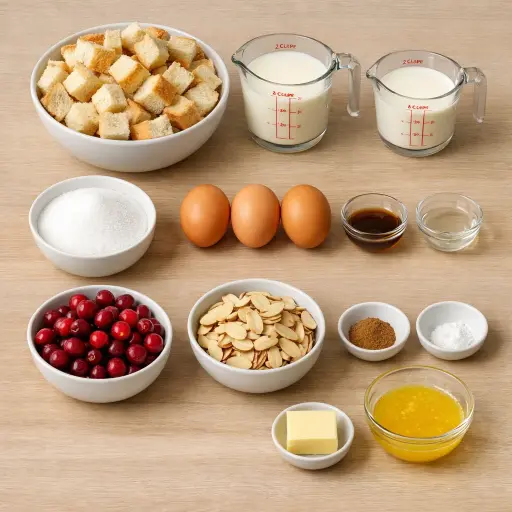 Ingredients for Cranberry Almond Bread Pudding