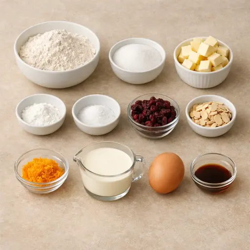 Ingredients for Cranberry Orange Almond Scones