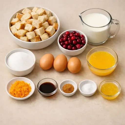 Ingredients for Cranberry Orange Bread Pudding