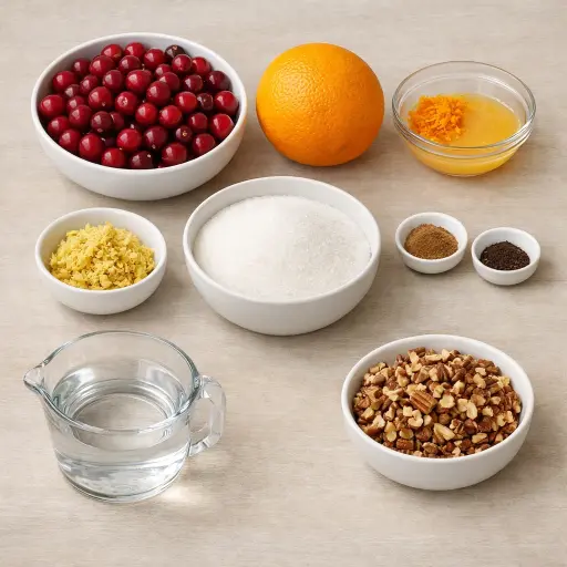 Ingredients for Cranberry Orange Ginger Relish