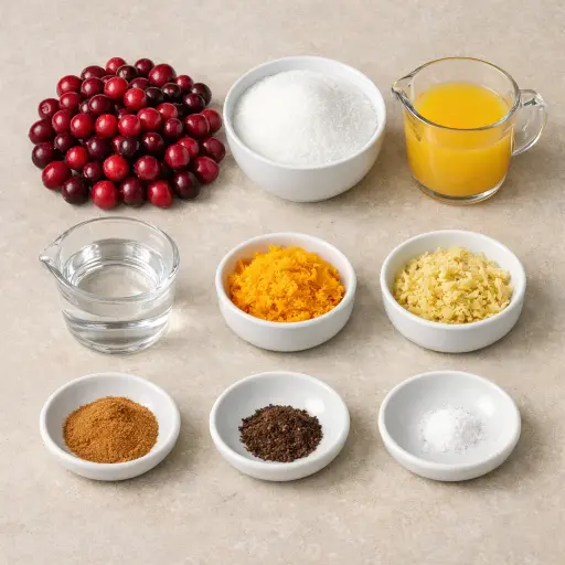Ingredients for Cranberry Orange Ginger Sauce