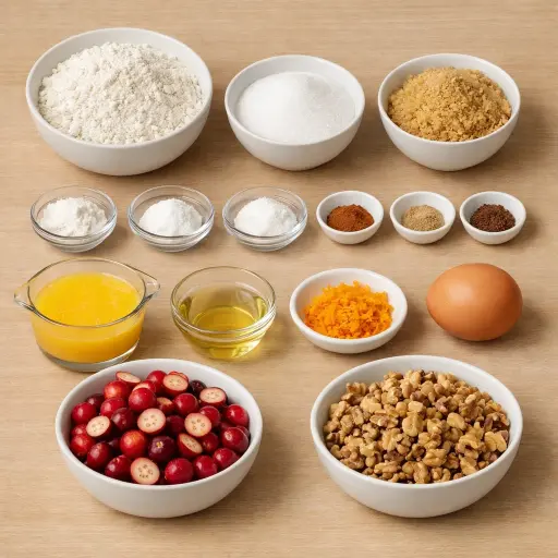 Ingredients for Cranberry Orange Spice Bread