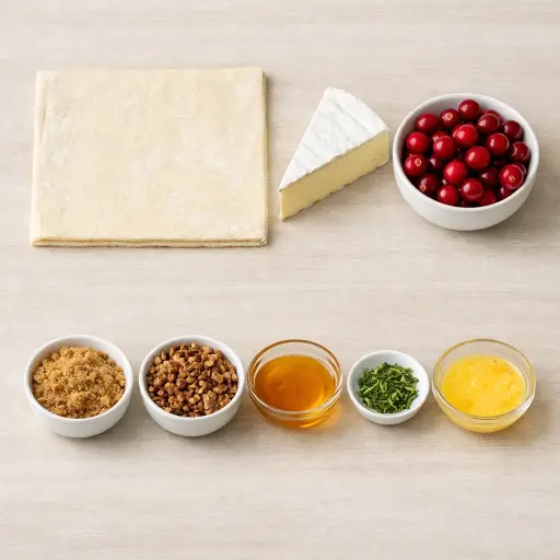 Ingredients for Cranberry-Pecan Brie Bites