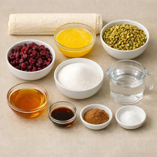 Ingredients for Cranberry Pistachio Baklava