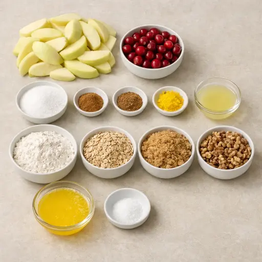 Ingredients for Cranberry Walnut Apple Crisp