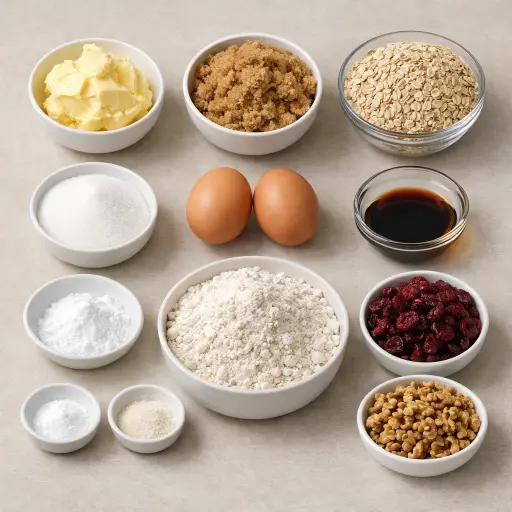 Ingredients for Cranberry Walnut Oatmeal Cookies