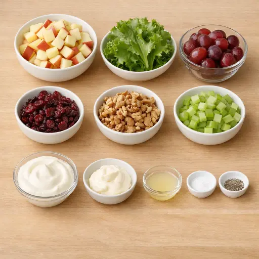 Ingredients for Cranberry Walnut Waldorf Salad