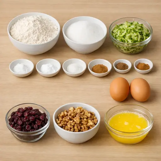 Ingredients for Cranberry Walnut Zucchini Bread