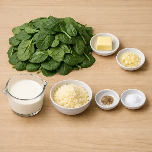 Ingredients for Creamed Spinach with Nutmeg and Parmesan