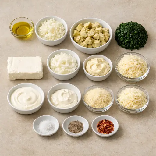 Ingredients for Creamy Artichoke Spinach Delight