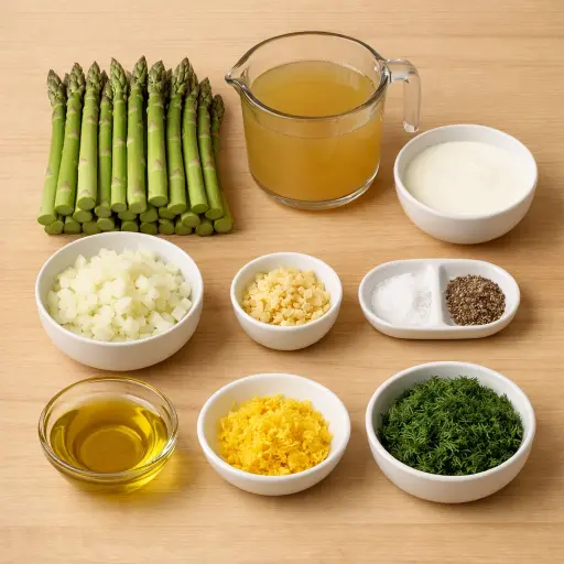 Ingredients for Creamy Asparagus Lemon Soup
