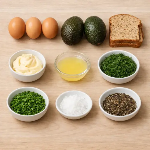 Ingredients for Creamy Avocado & Herb Egg Salad