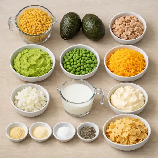 Ingredients for Creamy Avocado Tuna Casserole