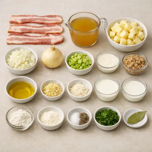 Ingredients for Creamy Bacon Clam Chowder
